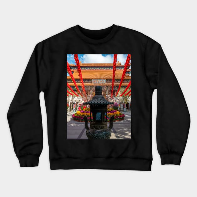 Po Lin Monastery, Lantau Island, Hong Kong Crewneck Sweatshirt by Upbeat Traveler